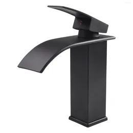 Bathroom Sink Faucets Black Stainless Steel Waterfall Faucet Vanity Single Handle And Cold Water Luxury
