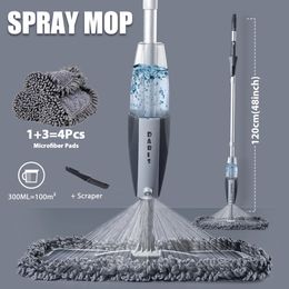 Magic Spray Mop Wooden Floor with Reusable Microfiber Pads 360 Degree Handle Home Windows Kitchen Mop Sweeper Broom Clean Tools 240315