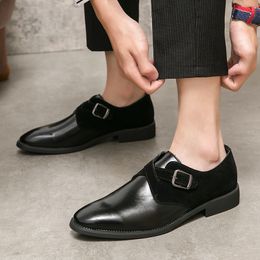 Original Design Fashion Men's Casual Business Leather Shoes Slip-On Monk Shoes Italy Style Point-Toe Dress Shoes For Men Party 38-46
