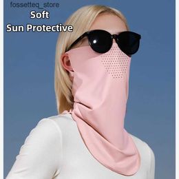 Fashion Face Masks Neck Gaiter Summer Sunscreen facial mask breathable cooling UV sunshade neck ice silk ear hook Sunscreen Mouth UPF50+ L240322