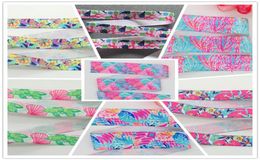 100yards 58 inch Lilly Prints Fold Over Elastic Hair Ribbon FOE Bow Ribbons Girls Hairbands Hair Accessories9219843
