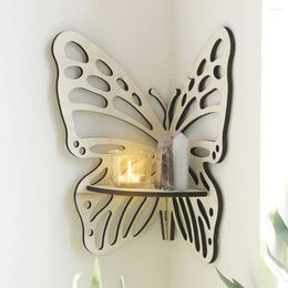 Decorative Plates Butterfly Corner Shelf Wall Mounted Display Rack Wood Crystal Floating For Home Bedroom Decoration