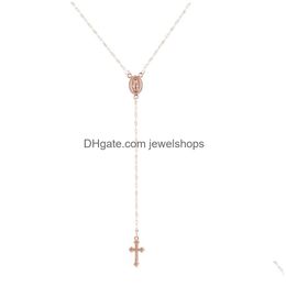 Pendant Necklaces Vintage Gold/Sier/Rose Gold Necklace Christian Cross Bohemia Relius Rosary Women Charm Jewelry Gifts Drop Delivery P Dhjaj