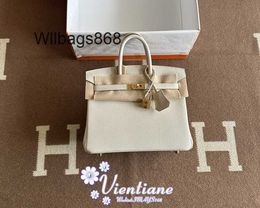 Genuine Leather Handbag Bk L Directors Hand Sewn Bag 25cm Milkshake White Powder White Togo Cowhide Gold Buckle