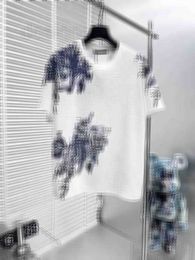 Mens t shirt designer 24 Tide Brand Spring/Summer New Flower Ink Jacquard Men's and Women's Leisure Loose Round Neck Graffiti Short Sleeve T-shirt