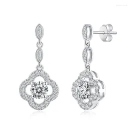 Dangle Earrings 0.5 Carat Moissanite Drop S925 Silver Flower Shape Vintage Women Jewellery Anniversary Gfit