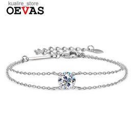 Charm Bracelets OEVAS % 925 Sterling Silver 1CT 6.5mm D Colour Full Moissanite Claw Chain s For Women Party Gift Fine Jewellery with GRA L240322