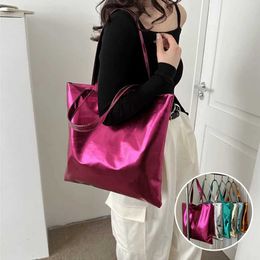 Evening Bags Chic Colorful Shiny Handbag Women Underarm Bag Simple Pu Leather Totes Bags Women Shopping Party Shoulder Bag Y2k Girls ClutchL2403