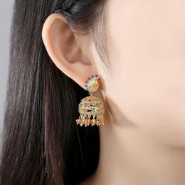 Dangle Earrings Luxury Party Jewellery Women's Classic Handmade Beaded Tassel Zircon Eardrop Latest Fashion Gold Colour Diamonds