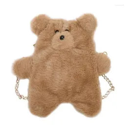 Shoulder Bags Fashion Women Girl Cute Bear Clutch Messenger Small Bag Plush Casual /BY