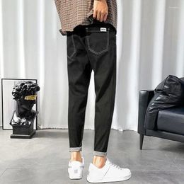 Men's Jeans Male Cowboy Pants Stretch Trousers Tight Pipe Black For Men Tapered Elastic Skinny Slim Fit 90s Streetwear Cotton Xs