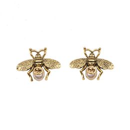 Classic brand Bee Alphabet Charm Earrings Luxury Designer studs Elegant Famous Women's Fine Jewelry Birthday Gift Anniversary gift