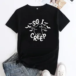 Women's T Shirts So I Creep T-shirt Aesthetic Ghost Halloween Party Gift Tshirt Funny Women Autumn Holiday Top Tee Shirt
