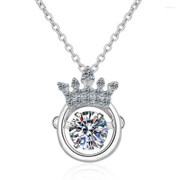 Chains Wz0042Lefei Fashion Luxury Classic Moissanite Diamond-set Nimble Crown Necklace For Women 925 Sterling Silver Party Jewellery Gift