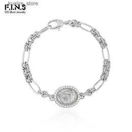 Charm Bracelets F.I.N.S Temperament Geometric Oval Pearl S925 Sterling Silver Charms Thick Chain Cubic Zirconia Hand Fine Jewellery L240322