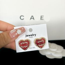 Boutique Style Heart Diamond Earrings Gold Plated Luxury Designer Jewellery Charm Girl Jewellery Accessories Classic Logo Pearl Stud Earrings