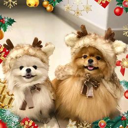 Dog Apparel S/M/L Christmas Winter Warm Pet Decoration Elk Cape Shawl Small Medium Dogs Clothes Cosplay Costume Gift Accessories