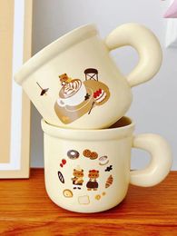 Mugs INS Milk Hoo Bear Bread Cute Cartoon Mug Ceramic Cup Breakfast Fat Handle Water Gift