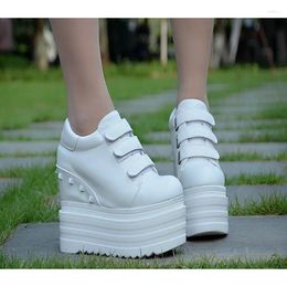 Casual Shoes 14CM Super High Heels Platform Wedges Height Increasing Women Autumn Ankle Boots