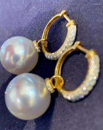 Stud Earrings Gorgeous 10-11mm Natural South China Sea Round White Pearl 925s