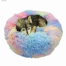 kennels pens Calming Dog Bed Sofa Round Plush Mat For Dogs Large Big Labradors Cat House Donut Bed For Dog Dcpet Dropshipping Pets Products Y240322