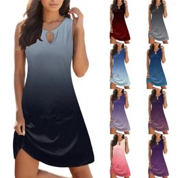 Casual Dresses Suitable Summer For Women Sexy Hollow Out O Neck Sleeveless A Line Vintage Beach Sundress Dress Tunic Long Sleeve