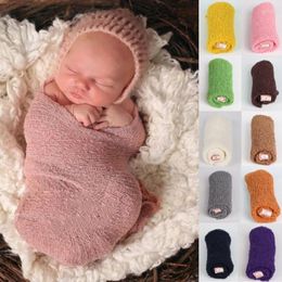 Blankets Hooyi Solid Baby Pography Props 40 150CM Stretch Born Blanket Wraps Girl Clothes One-Year Birthday Gift Boy Swaddling