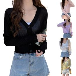 Women's Knits Buttons Down Long Sleeve Cardigan V Neck Knit Coat Outwear Sweater