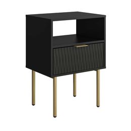 Aienvey Modern Storage Drawers, Small Edge Table with Open Wooden Frame, Furniture, Bedside Table, Bedroom, Living Room, Black