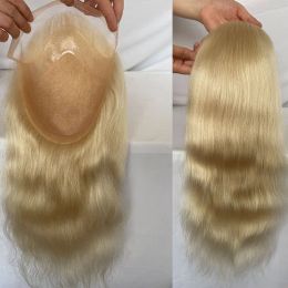 Toupees 12inch Long Human Hair Blonde 613# Men's Toupee 8x10inch Mono Base Mens Hair System Front Men Toupee Natural Hairline Hair Piece