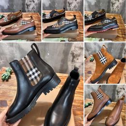 Designer Shoes Vintage Cheque Panel Leather Derby Shoes luxury Men Business Leisure Detail Leather Chelsea Boot Fashion high-quality Shoes Size 39-46