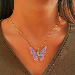 Pendant Necklaces Trendy For Butterfly Necklace Creative Teenage Girls Jewelry Enamel Pearl Alloy Chain Delicate