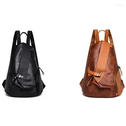 Backpack Pu Leather Bucket Row Anti-Theft Waterproof Ladies Large Capacity Bag