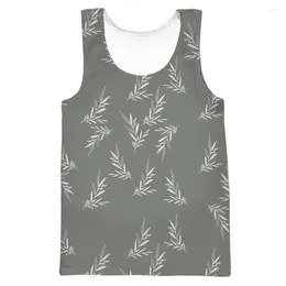 Men's Tank Tops HX Fashion Hawaii Polynesia Leaves Printed Vest 3D Casual Beach Funny Streetwear