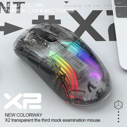 Mice X2 Transparent Wired Wireless Bluetooth Mouse RGB Colourful Game Electronic Competition Home Office Silent Mouse for PC Laptop