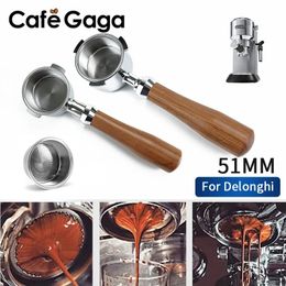 51mm Coffee Bottomless Portafilter For Delonghi EC680 EC685 Replacement Philtre Basket Espresso Machine Handle Cafe Accessories 240313