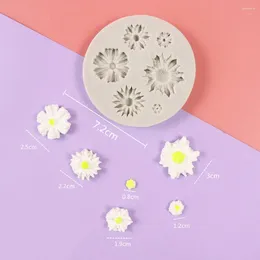 Baking Moulds 1set Small Flower Fondant Cake Silicone Mold Decoration DIY Flowers Chrysanthemum Daisy Chocolate Soap