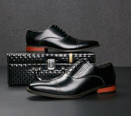 Design 2 Style Dress Shoes fashion Men Black Genuine Leather Pointed Toe Mens Business Oxfords gentlemen travel walk casual comfort 38-45