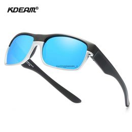 Kdeam classic square Polarized Sunglasses ultra light TR90 outdoor sports glasses true film high definition lens kd189