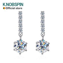 KNOBSPIN 1ct D Color Earrings for Women Sparkling Diamond Fine Jewelry with GRA 925 Sterling Sliver Plated 18k Earrin 240228