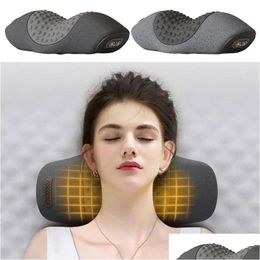 Cushion/Decorative Pillow Electric Mas Compress Vibration Cervical Neck Traction Relax Slee Memory Foam Spine Support Drop Delivery Ho Ot6Na