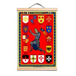 Ancient War Military Art Posters and Canvas Scroll Prints, Decorate Your Room With Vintage Knights Templar Wall Hanging Painting CD32