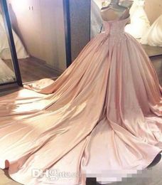 Dusty Rose Quinceanera Dresses Ball Gown Prom Dresses Sweetheart Lace Ruffled Satin Corset Sweet 16 Party Gowns formal Evening Dre4834795