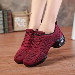 Boots Sneakers Dance Shoes For Women Flying Woven Mesh Comfortable Modern Jazz Dancing Shoes Girls Ladies Outdoor Sports Shoes