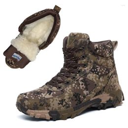 Fitness Shoes Camouflage Outdoor Men Winter Woollen Tactical Sneakers Short Plush High Top Fur Warm Trekking Hiking Platform Snow Boots