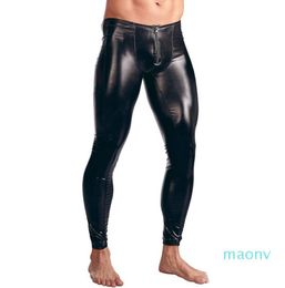 Mens Patent Leather Pants Zipper Bulge Pouch Tight Shinny Leggings Trousers Underwear Clubwear Party Sexy Leotard Costumes XM013826702