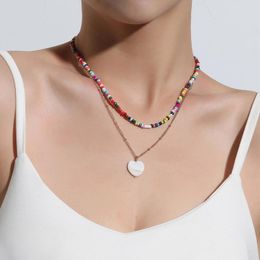 Choker Fashion Colour Rice Beads Love Shell Necklace Female Double-layer Wild Personality Handmade