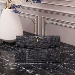 Crocodile Skin Womens Clutch bag Designer Wallet Black Flip Envelope Purse Fashion Luxury Lady Dinner Solid Color Handbag Wallets