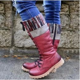 Boots 2022 Fashion Autumn Winter Warm High Boots Rivet Knight Casual Shoes Side Zipper Knight Boots Outdoor NonSlip Tall Tube Boots