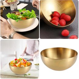 Bowls Korean Stainless Steel Bowl Multi Purpose Dish Cold Noodles Wind Round Sanding Gold Plate Mat Set Woven